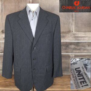 Charles jourdan Jacket Sport Coat Mens 46R Gray Ribbed 3 Button Vented